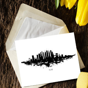 Cartão Postal Paisagem Urbana de Nova York em Aquarela Preto e B
