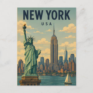 Cartão Postal Paisagem Urbana de Nova York EUA Exploração 🏙️