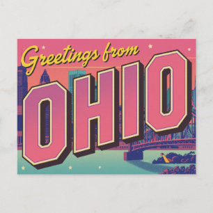 Cartão Postal Paisagem Urbana de Ohio em Pop Art