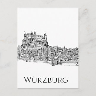 Cartão Postal Paisagem Urbana de Würzburg Baviera Arte Minimalis
