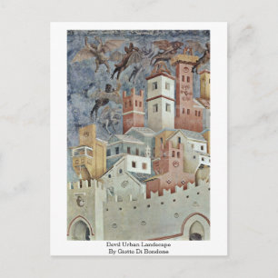 Cartão Postal Paisagem Urbana do Diabo por Giotto Di Bondone