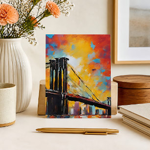 Cartão Postal Paisagem Urbana do Pôr do Sol da Ponte de Brooklyn
