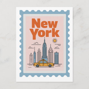 Cartão Postal Paisagem Urbana Minimalista de Nova York Vintage