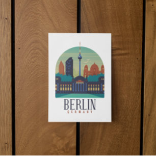 Cartão Postal Paisagem Urbana Minimalista Vintage Berlim Alemanh