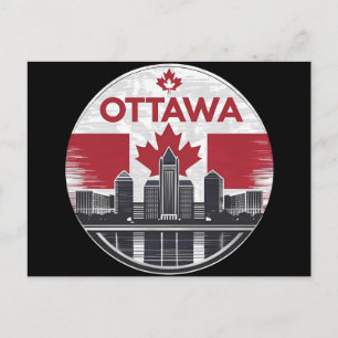 Cartão Postal Paisagem Urbana Retrô da Silhueta de Ottawa Canadá