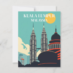 Cartão Postal Paisagem urbana retrô de Kuala Lumpur, Malásia