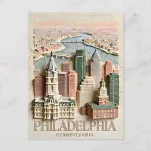 Cartão Postal Paisagem Urbana Texturizada Moderna da Silhueta da