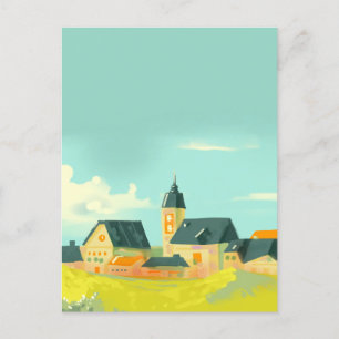 Cartão Postal Paisagem verde natureza e casas