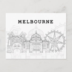 Cartão Postal Paisagem Vista da Cidade Melbourne, Austrália