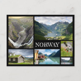 Cartão Postal Paisagens com Geiranger na Colagem Negra da Norueg