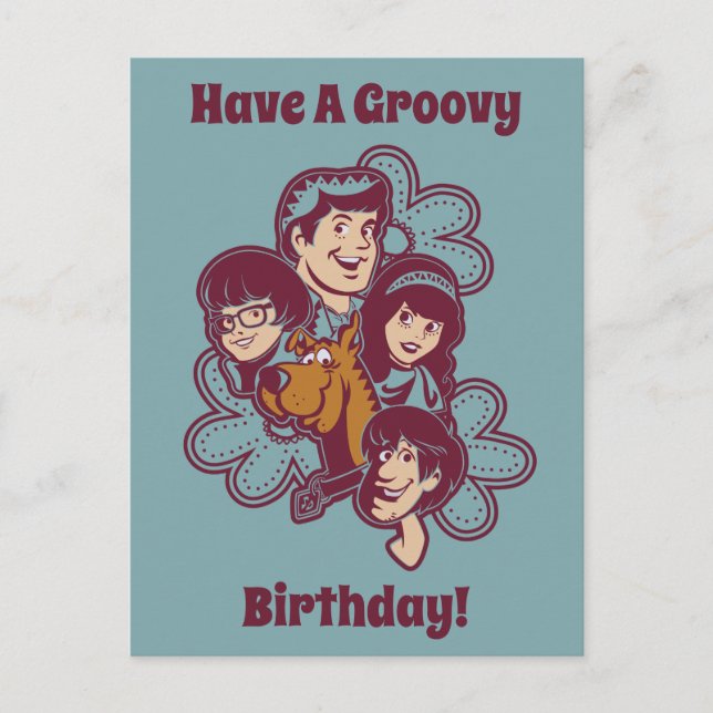 Cartão Postal Paisely Flower Scooby-Doo e a gangue (Frente)