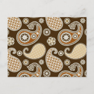 Cartão Postal Paisley, Chocolate Brown e Tan