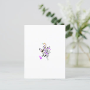Cartão Postal Paisley Floral Motif - Laranja Roxo-Branco-Boho