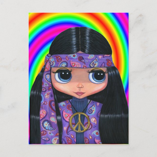 Cartão postal Paisley Hippie Doll (Frente)