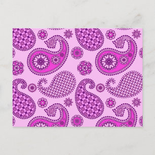 Cartão Postal Paisley, orquídea e ametista roxo
