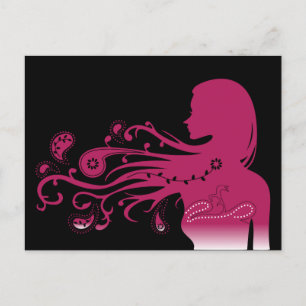 Cartão Postal paisley rosa