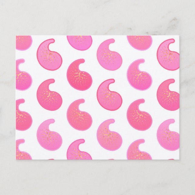 Cartão Postal Paisley rosa hortelã sobre branco (Frente)