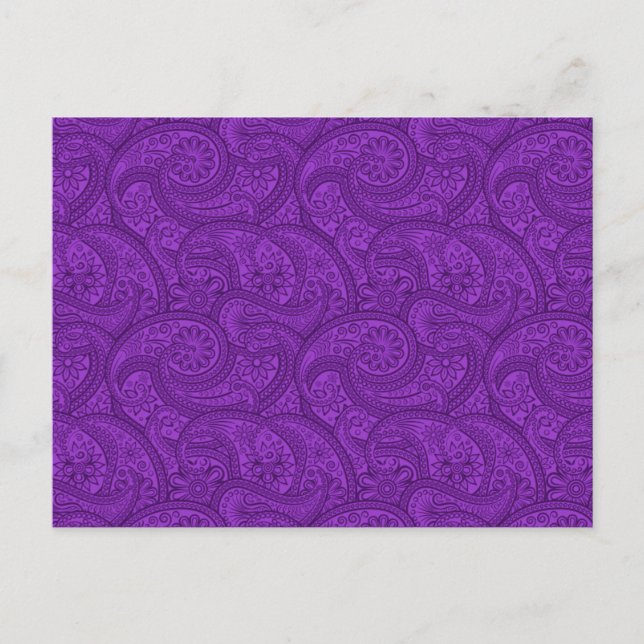 Cartão Postal Paisley Roxo (Frente)
