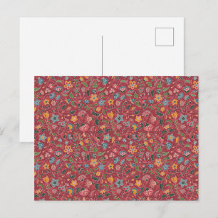 Cartão Postal Paisley Vermelho
