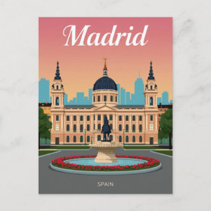 Cartão Postal Palácio da Câmara Municipal de Madrid & Fonte