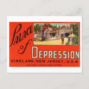 Cartão Postal Palácio da Depressão em Nova Jersey Vintage