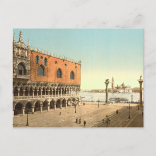 Cartão Postal Palácio de Cães e Piazzetta, Veneza, Itália