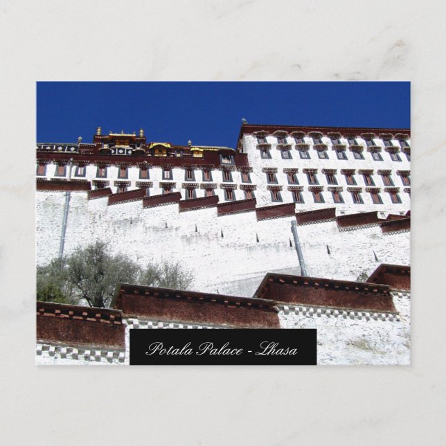 Cartão Postal Palácio de Potala, Arquitetura de Lhasa, Tibete bu (Frente)
