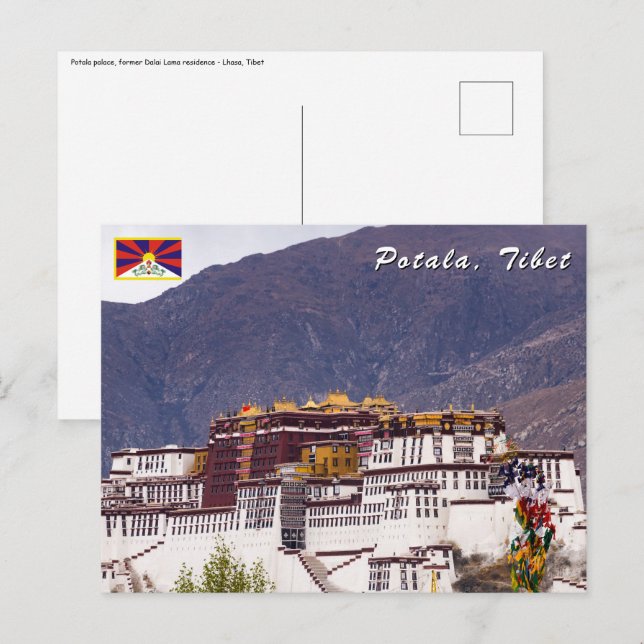 Cartão Postal palácio de Potala em Lhasa - Tibete (Frente/Verso)