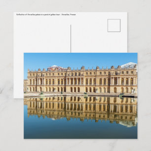 Cartão Postal palácio de Versalhes e reflexo em um lago