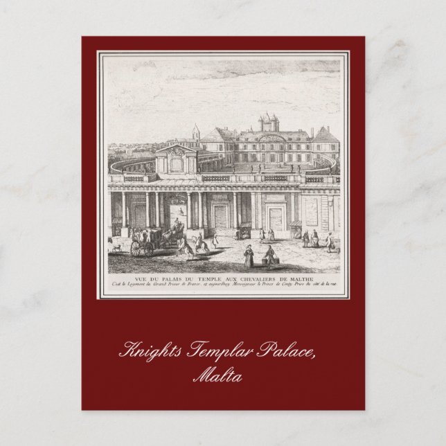 Cartão Postal Palácio dos Cavaleiros Templários, Malta (Frente)