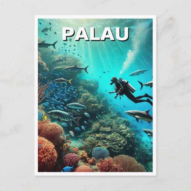 Cartão Postal Palau Scuba Diving Viagem (Frente)