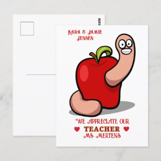 Cartão Postal Palavra de Apreciação do Professor em Apple Add Na