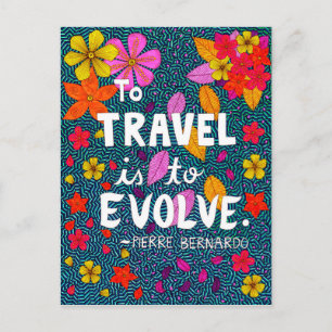 Cartão Postal Palavra Viagem de Tipografia das Flores Verdes Col