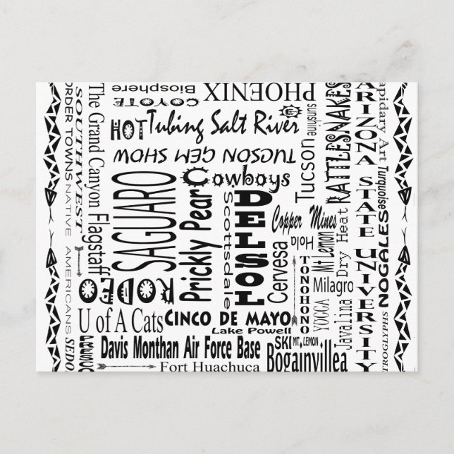 Cartão Postal Palavras Buzz arizona (Frente)