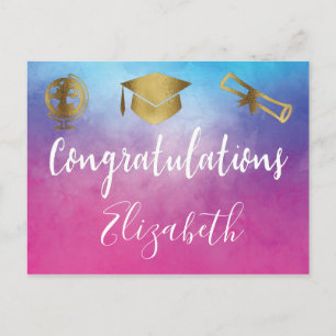 Cartão Postal Palavras de boné de formatura do Partido Rosa de C