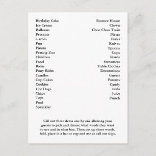 Cartão Postal Palavras de Chamada de Festa de aniversário de Ca
