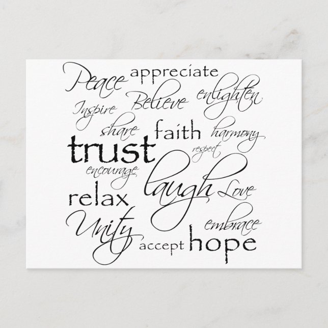 Cartão Postal Palavras Positivas Personalizar Produto (Frente)