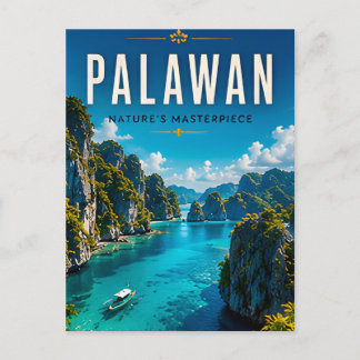 Cartão Postal 🏝️ Palawan Filipinas Decoração de Lagoa 🌊