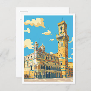 Cartão Postal Palazzo Vecchio Florence Itália Viagens vintage