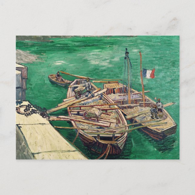 Cartão Postal Palco de aterragem com barcos, 1888 de Vincent van (Frente)