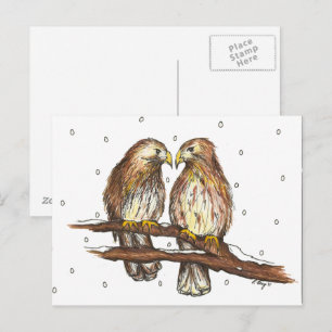Cartão Postal Pale Male Lola Red Tailk Hawk Bird Inverno Neve