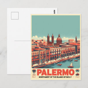 Cartão Postal Palermo sicily italian vintage souvenir presentes