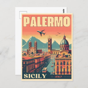 Cartão Postal Palermo sicily italian vintage souvenir presentes