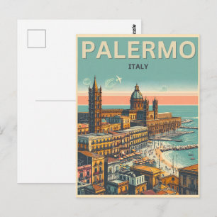 Cartão Postal Palermo sicily italian vintage souvenir presentes