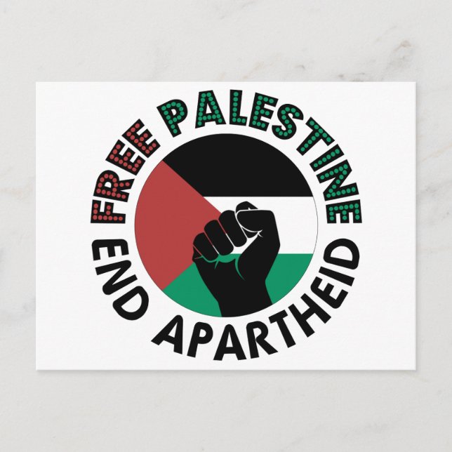 Cartão Postal Palestina Livre Termina Apartheid Bandeira Palesti (Frente)