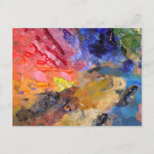 Cartão Postal Paleta de Cores Colorida do Artista Pintor