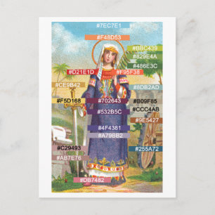 Cartão Postal Paleta de cores para Ruas. Catherine no vestido eg