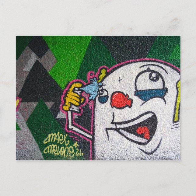Cartão Postal Palhaço com grafite branco (Frente)