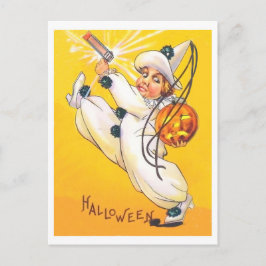 Cartão Postal Palhaço menino celebrando o Halloween, vintage