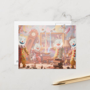 Cartão Postal Palhaços de cubo de gelo engraçados circo surreal